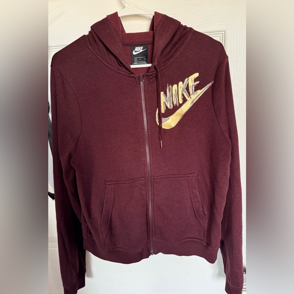 Nike Burgundy Hoodie with White Logo